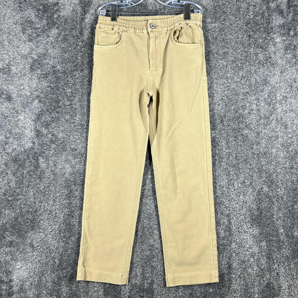 Faherty Pants Boys 8 Beige Chino Pull On Elastic Waist Cotton Blend Slim Twill
